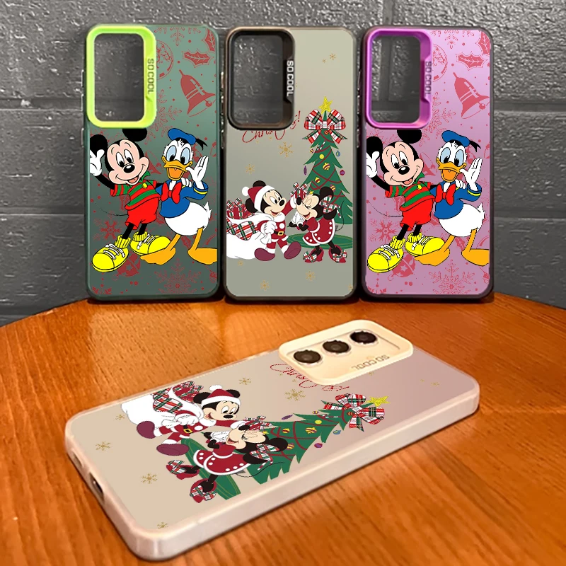 

Christmas Mickey And Minnie For Samsung A71 A52 A53 A51 A34 A33 A32 A21S A23 A15 A12 A13 A05 5G Colorful Silver Cover