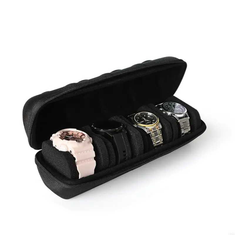 19QA Zippered Watch BraceletsStorage Case Shockproof EVA Plush Carrying Box Antishake