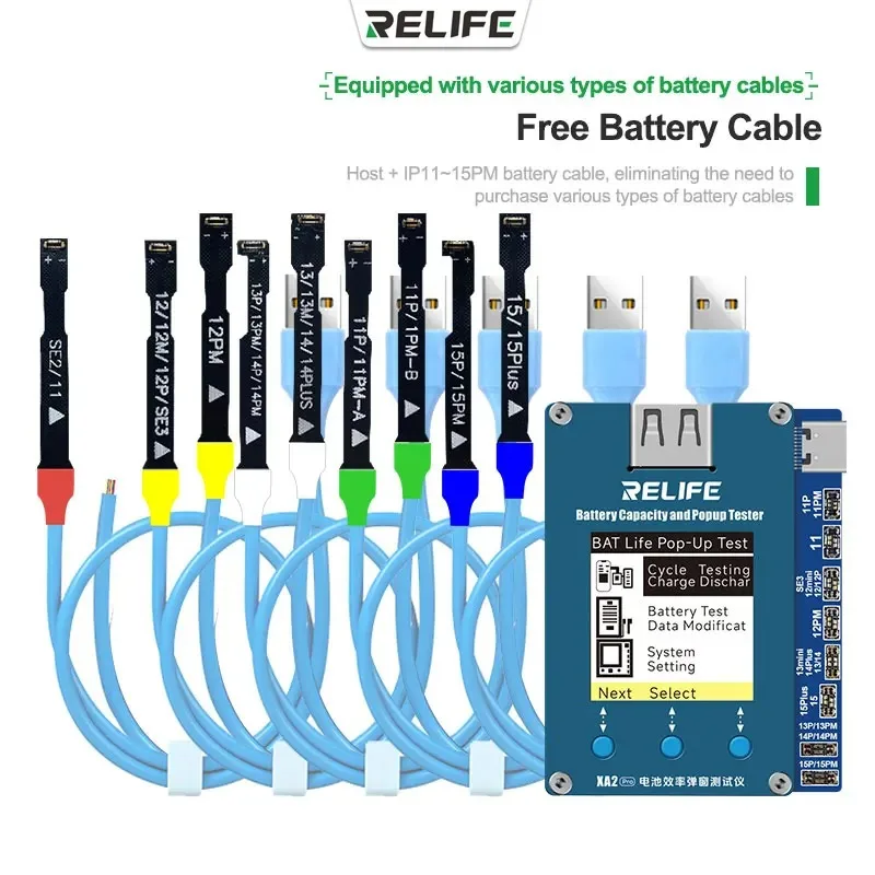 RELIFE XA2 Pro كفاءة البطارية الحياة المنبثقة تستر آيفون 11-15PM بطارية إصلاح الصحة FPC كابل القراءة والكتابة مبرمج #1