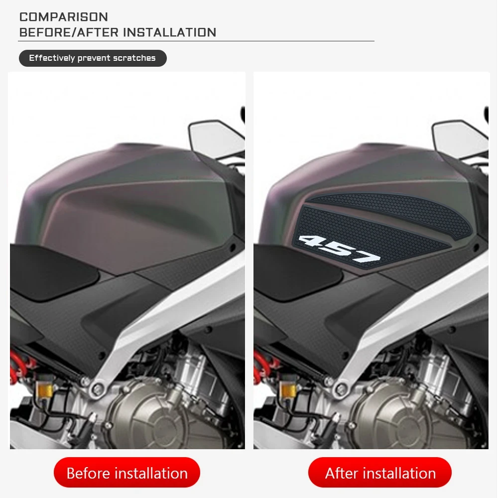 Untuk Aprilia RS 457 2024-2026 Stiker Pelindung Tangki Bahan Bakar Samping Bantalan Pegangan Lutut Traction Pad Cocok untuk Aksesori Sepeda Motor