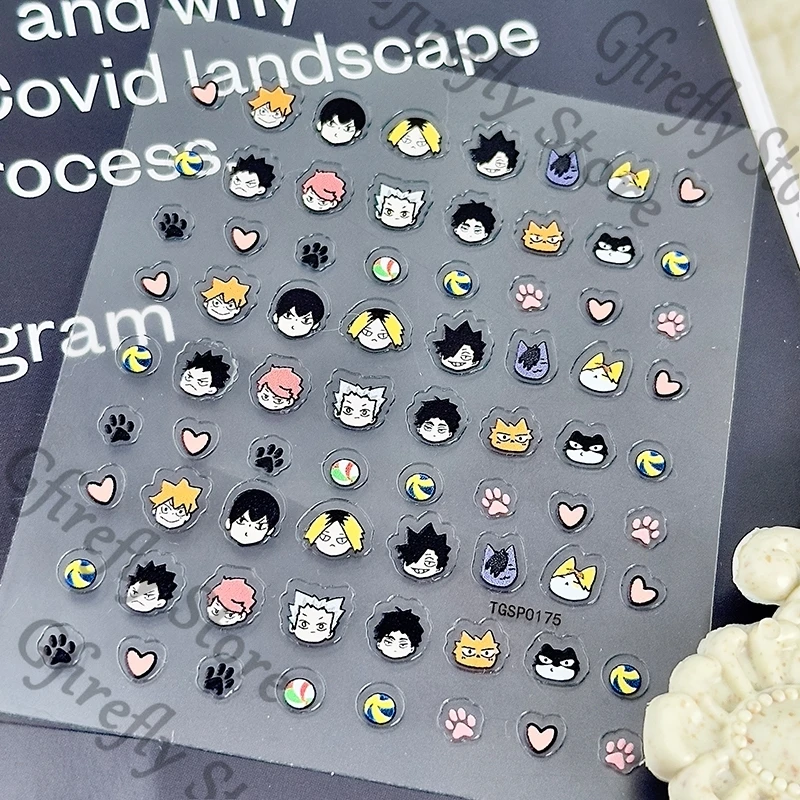 

Haikyuu!! Nail Sticker Tobio Kageyama Q Version Manicure Decorate Relief Paster Anime Ambitus Shoyo Hinata Gift