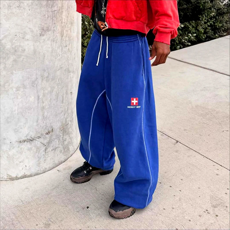 

Весенние повседневные свободные прямые брюки в американском стиле, ретро-леггинсы для спорта и хип-хопа