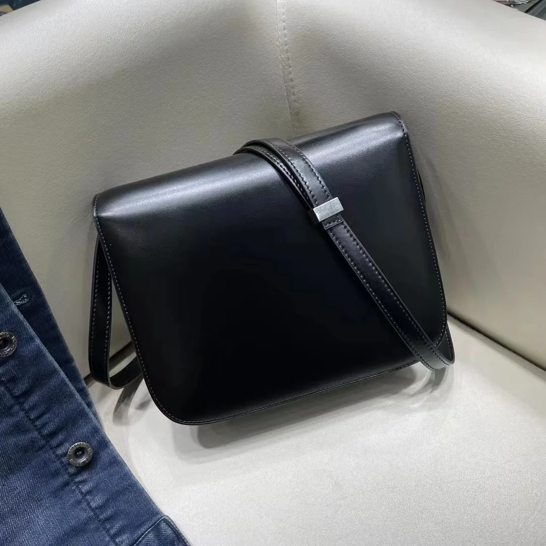 Silver Lock Box Black Women\'s Bag Luxury Crossbody Bag Tofu Square Shoulder Bag Messenger Real Leather Flap Lady Handbag 2023