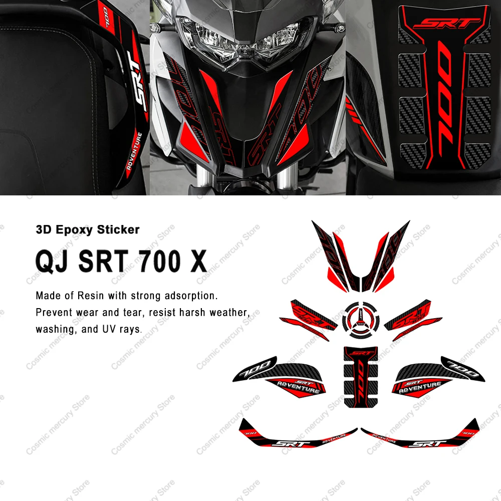 3D Gel Epoxy Sticker Motorcycle Accessories Handles Guard Sticker Kit Tank Pad For QJ SRT 700 X