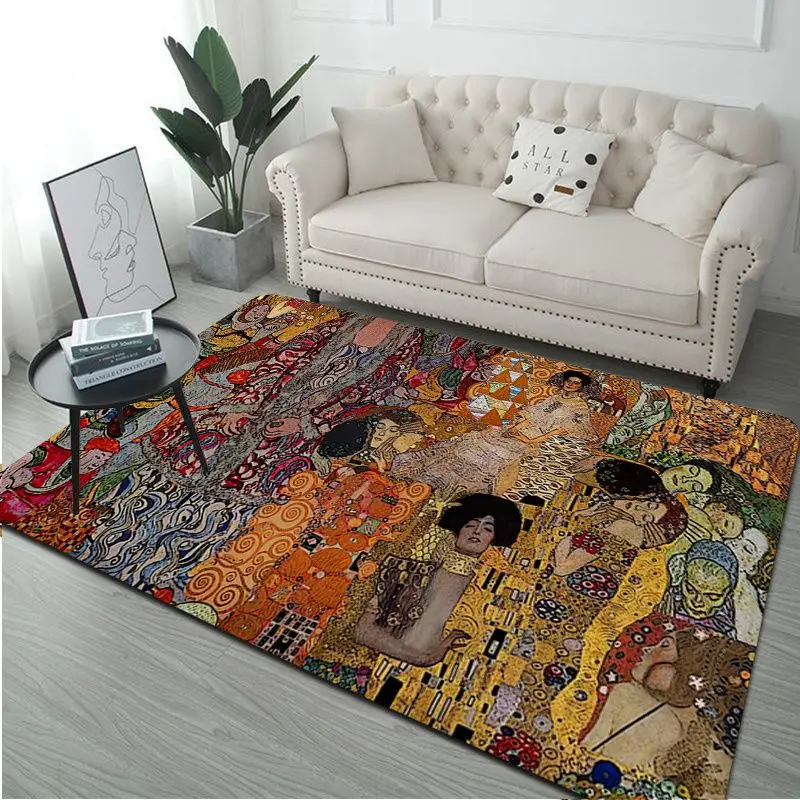 Gustav Klimt The Kiss Bath Mat INS Style Soft Bedroom Floor House Laundry Room Mat Anti-skid Hotel Decor Mat