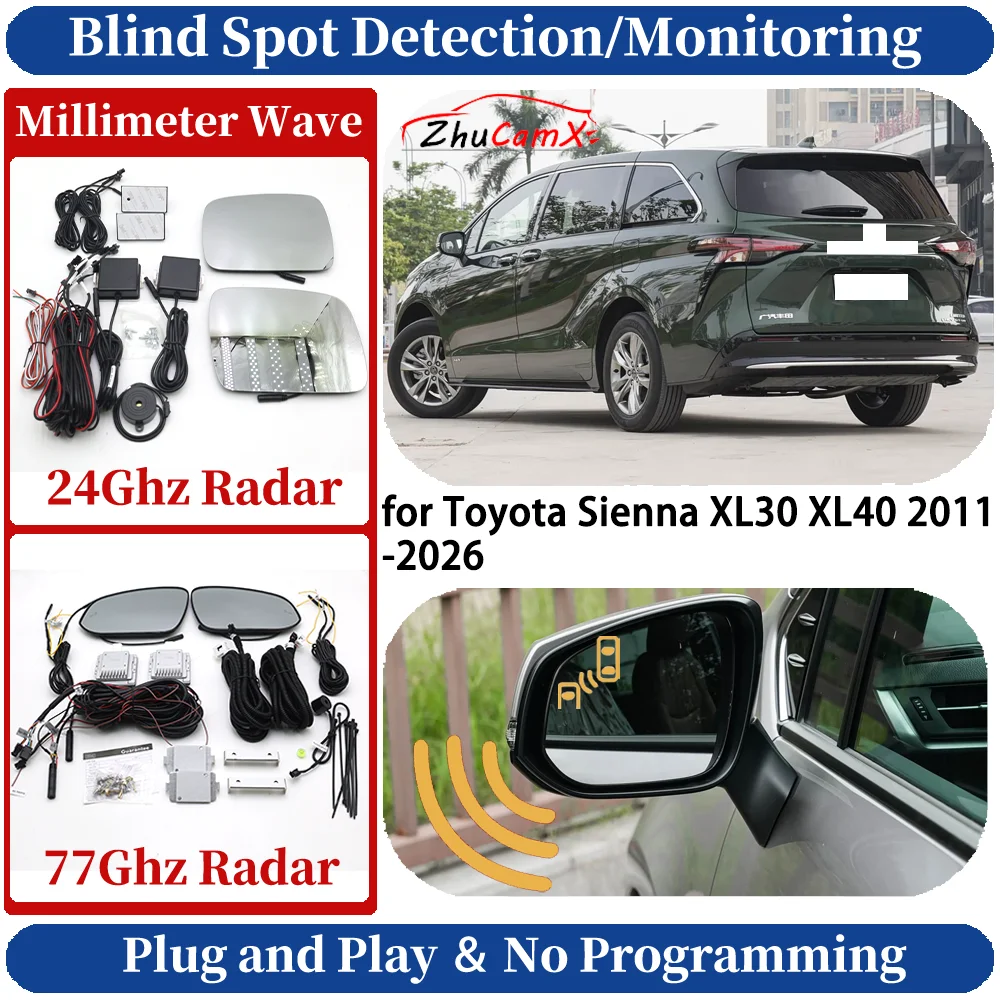 

Blind Spot Monitoring/Detection System for Toyota Sienna XL30 XL40 2011-2026 Night Driving Side Lane Change Warning Safe Assist