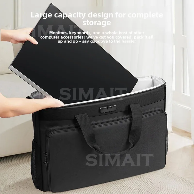 Universal Computer Carrying Case All-in-One Transport Bag for 27Inch PC Keyboard Storage Box Padded Protective Cover for Office