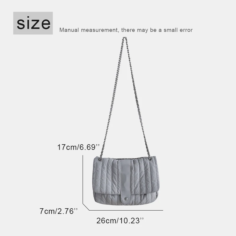 Casual Puffer Bags For Women Luxury Designer Handbag Purses 2026 New in Polyester Embroidery Thread Outline Chain Strap Shoulder