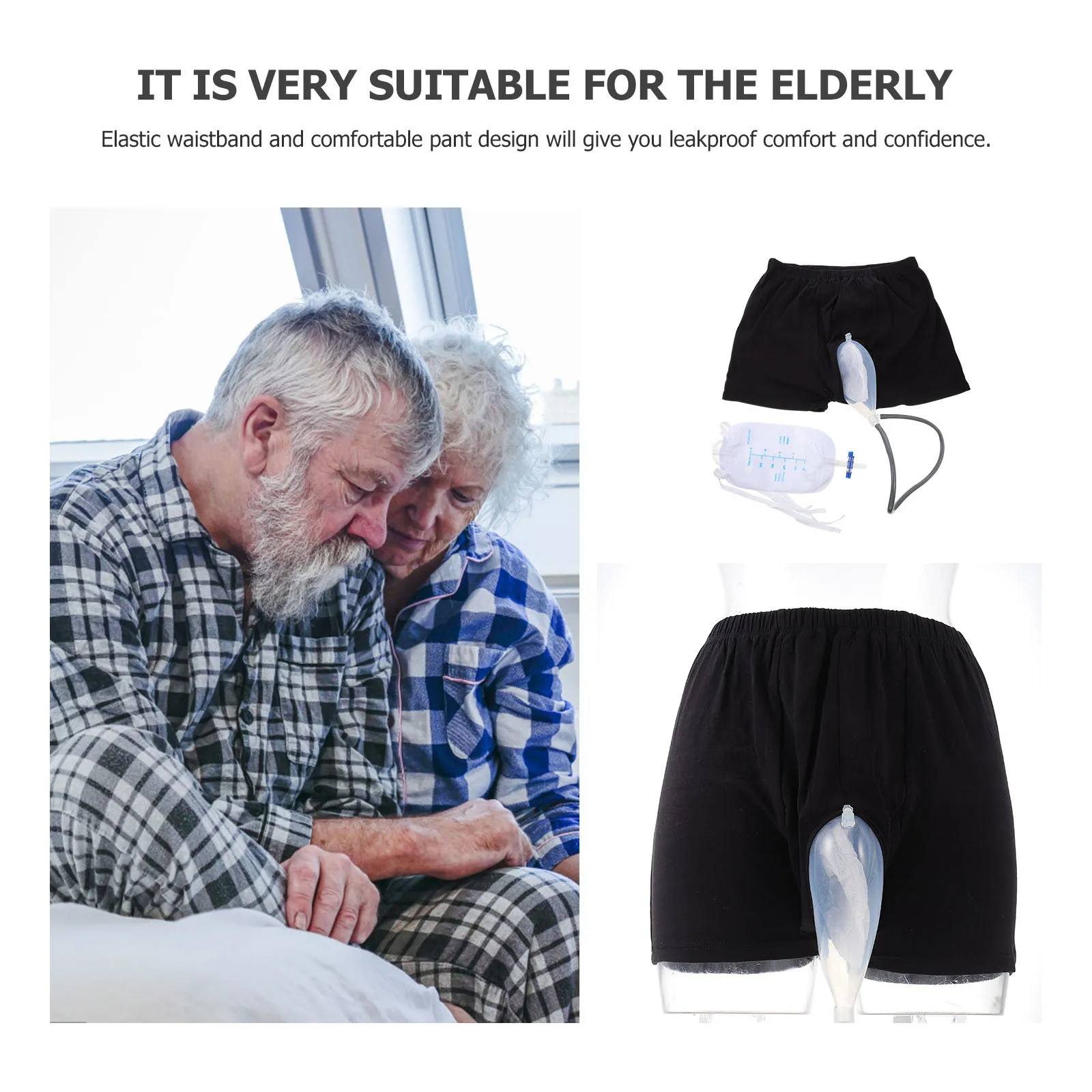 

1Set Breathable Cotton Washable Incontinence Underwear Leakproof Silicone Bag Design Elastic Waistband Adult Elderly Diabetic