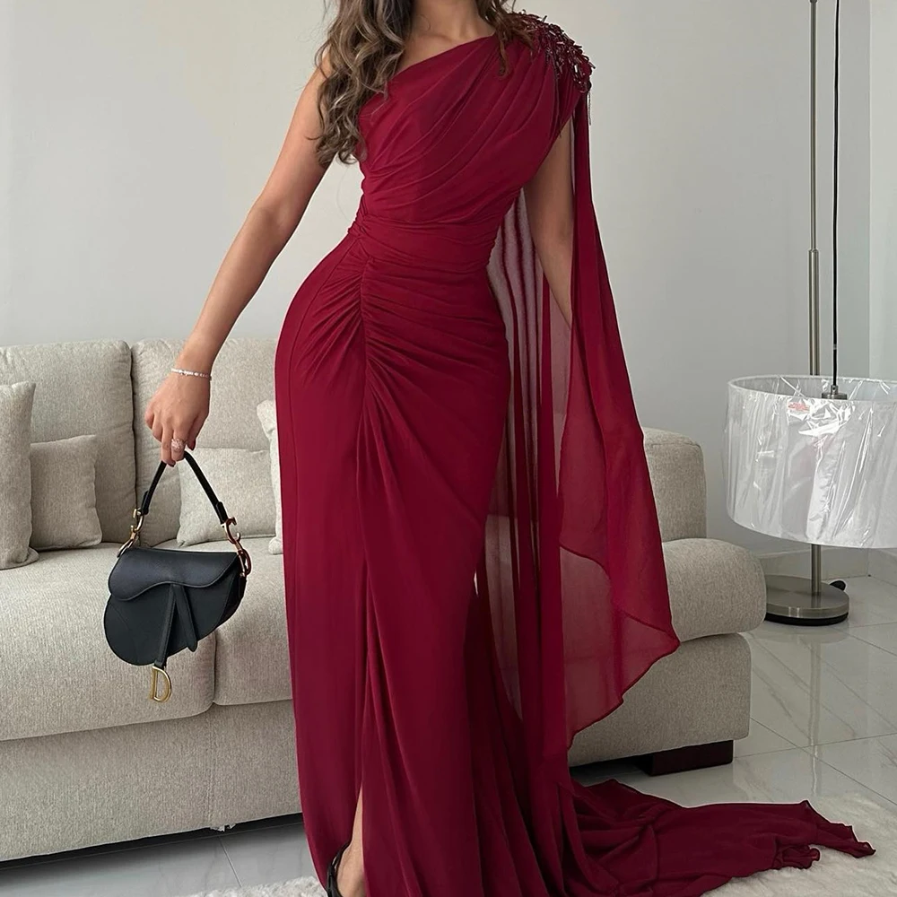 Customized Delicate  Crystal Floor Length Side Slit  Vestidos De Fiesta Straight Jersey Sleeveless Sweep Train платье вечернее