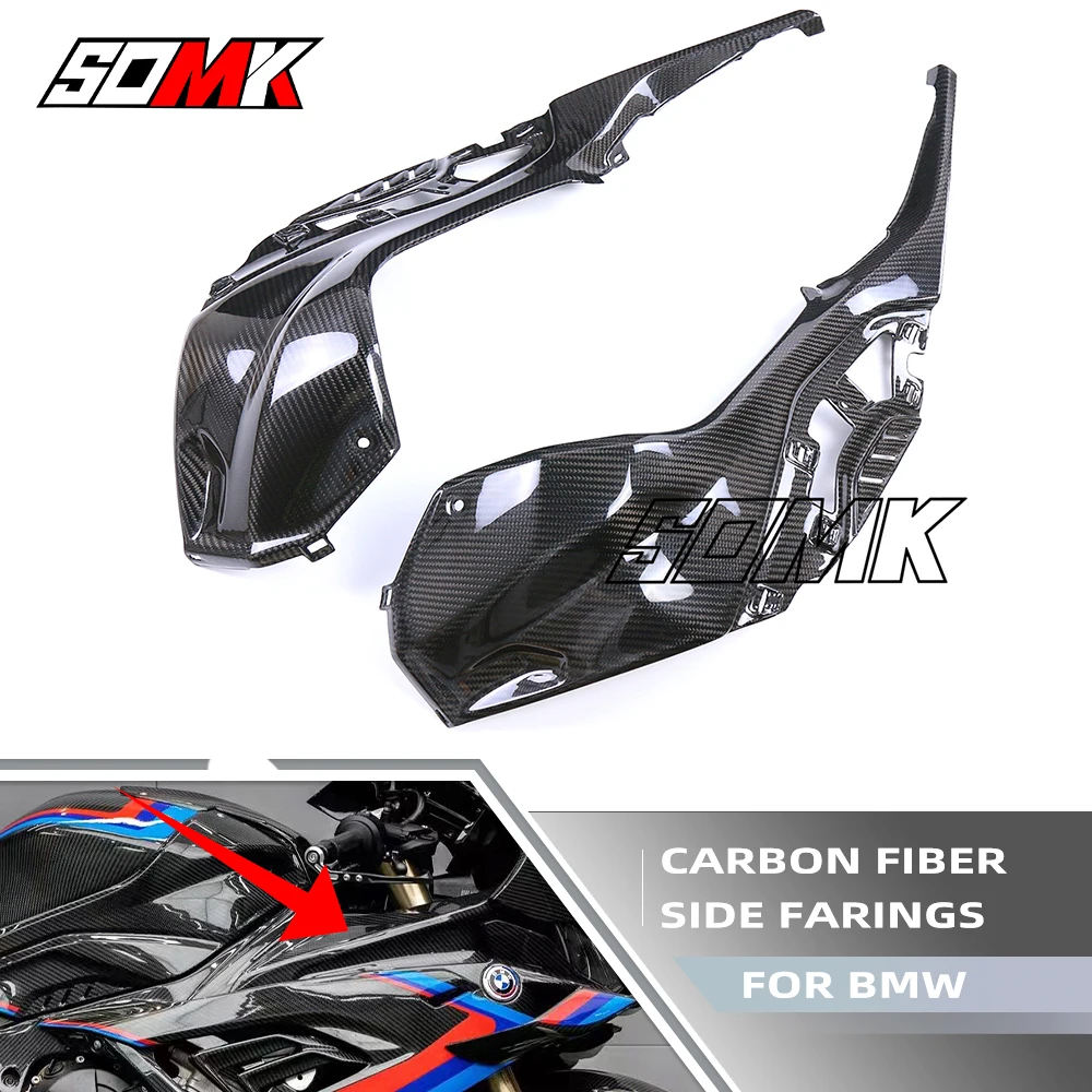 

100% Carbon Fiber Motorcycle Fuel Gas Tank Side Panels Fairing Protectors For BMW S1000RR S1000R M1000RR 2019-2023 2021 2022