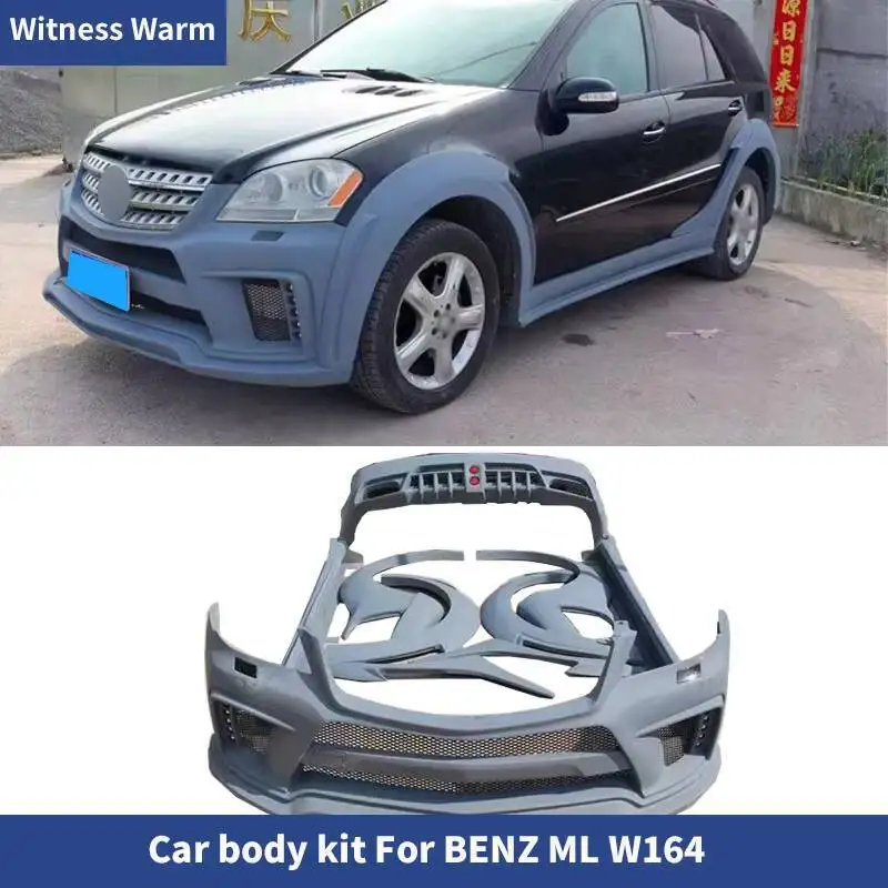 For W164 FRP Unpainted Wide Body Kit Front Rear Bumper Side Skirts Wheel Eyebrows for Benz W164 Ml350 Ml400 06-08