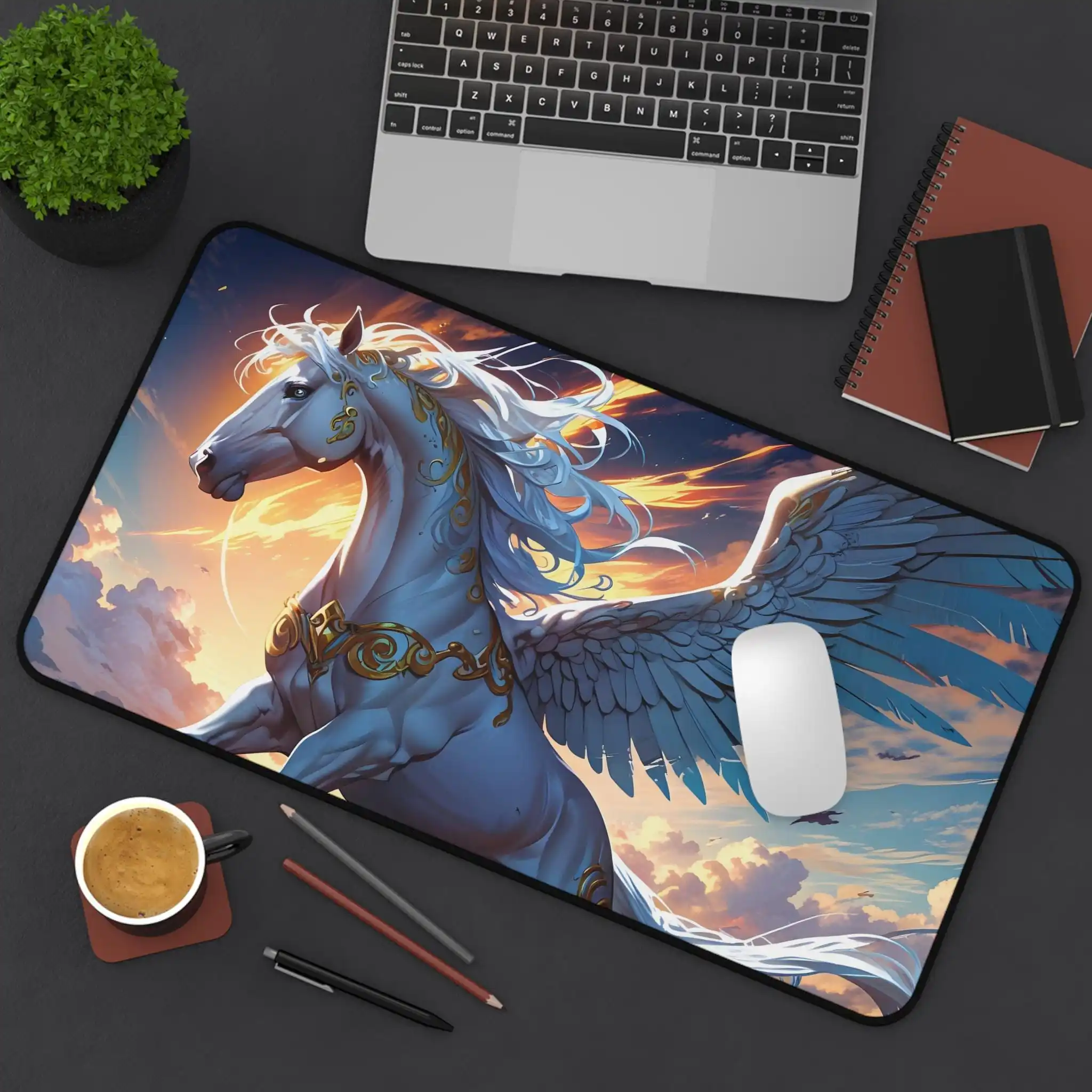 

Majestic Winged Horse Desk Mat, Fantasy Office Decor, Gamer Desk Accessory, Unique Gift for Animal Lovers, Home Office Mat