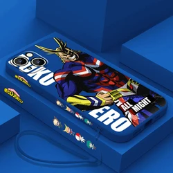 Etui na telefon Apple iPhone 15 14 13 12 11 Pro Max Plus 8 7 SE Liquid lewe liny Capa etui Anime My Hero Academia