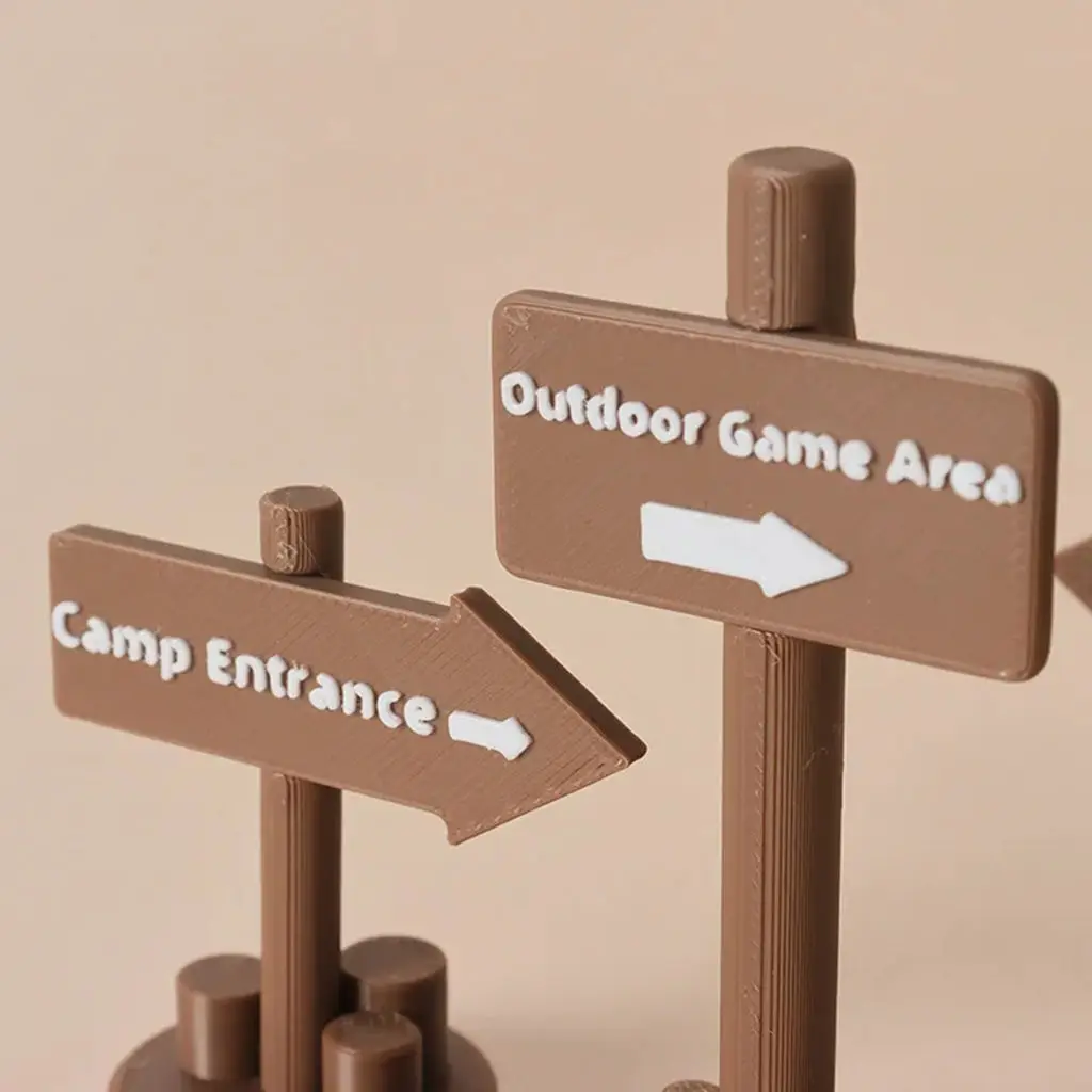 1:12 Scale Dollhouse Miniature Camping Signpost Set, Outdoor Directional Sign Model, Diorama Scene Prop & Desktop Decor for BJD