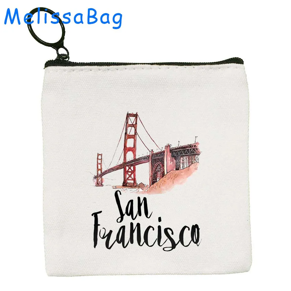 Milan Moscow Netherlands New York Paris Taj Mahal Egypt Rome San Francisco Berlin London LosAngels Coin Purse Key Case Bag Pouch