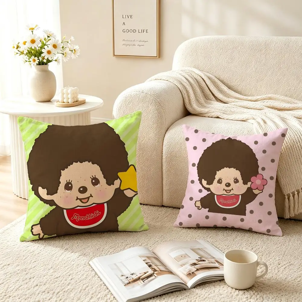 Ip Monchhichi Cushion Cover Pillow Short Plush fresh natural Cushion for Living Room Bedroom Sofa Home Decoration