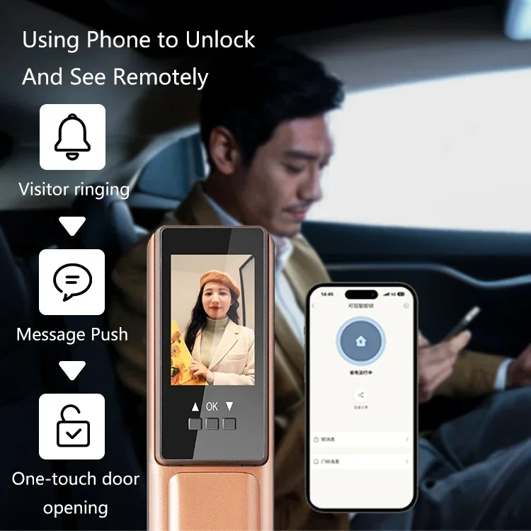004 Wifi Smart Lock With Camera 3D Face Recognition Digital Door Lock Fingerprint Smartlock Automatic Smart Lock