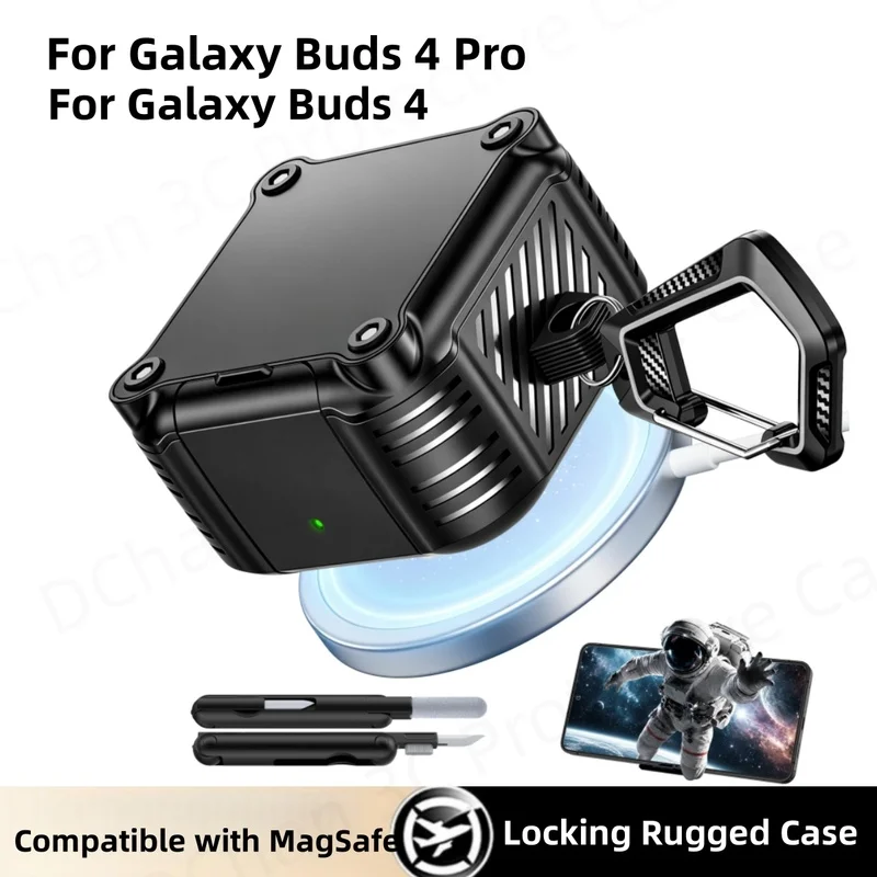  Hard Case For Galaxy Buds 4 Pro/Buds 4（2026）With Lock Military-Grade Rugged Protectn Cover For Buds 4 Pro Samsung MagSafe Case