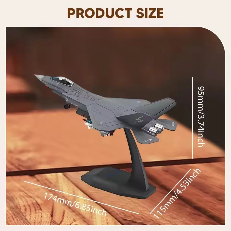 Modelo de Avião J-35 em Escala 1:100, Brinquedo Souvenir, Decoração de Mesa com Base de Exibição, Caça para Decoração de Casa, Estante de TV, Escritório
