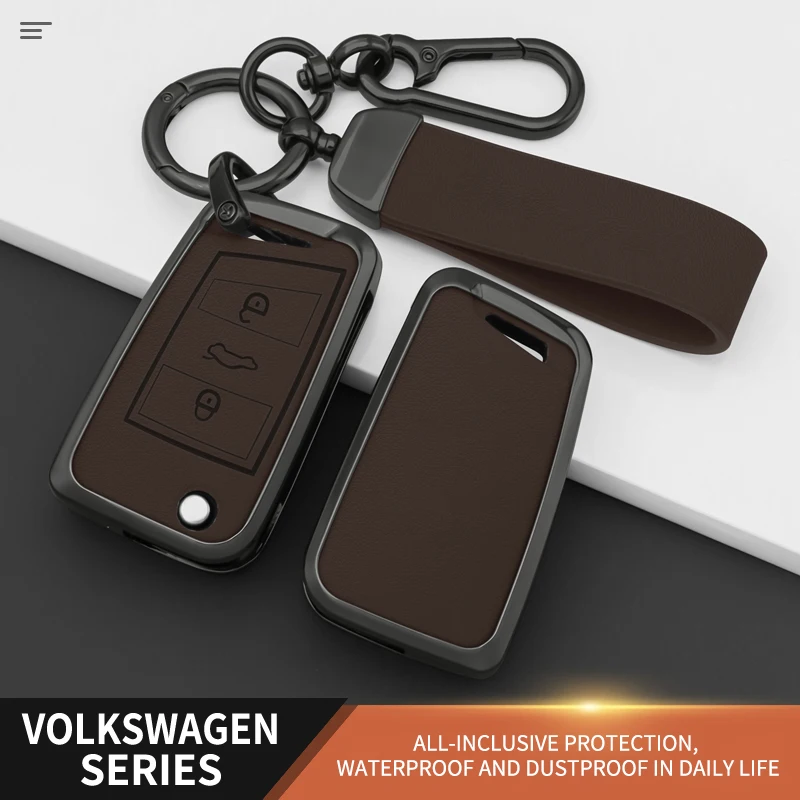 

Alloy Leather Car Key Case Cover For VW Volkswagen Polo Tiguan Passat B5 B6 B7 Golf MK Jetta Skoda Kodiaq Superb Octavia Seat Et