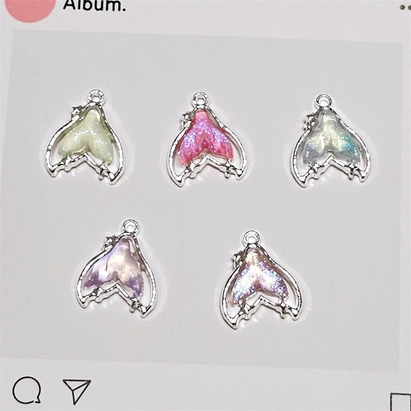 2025 neueste 100 teile/los farbe harz kern cartoon tails form legierung schwimm medaillon perlen diy schmuck kleidungsstück anhänger zubehör