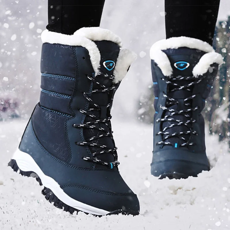 

Women's Boots Women Heels Boots Winter Shoes for Woman Fashion Keep Warm Snow Boots Platform Shoes White Black Boot Botas Mujer