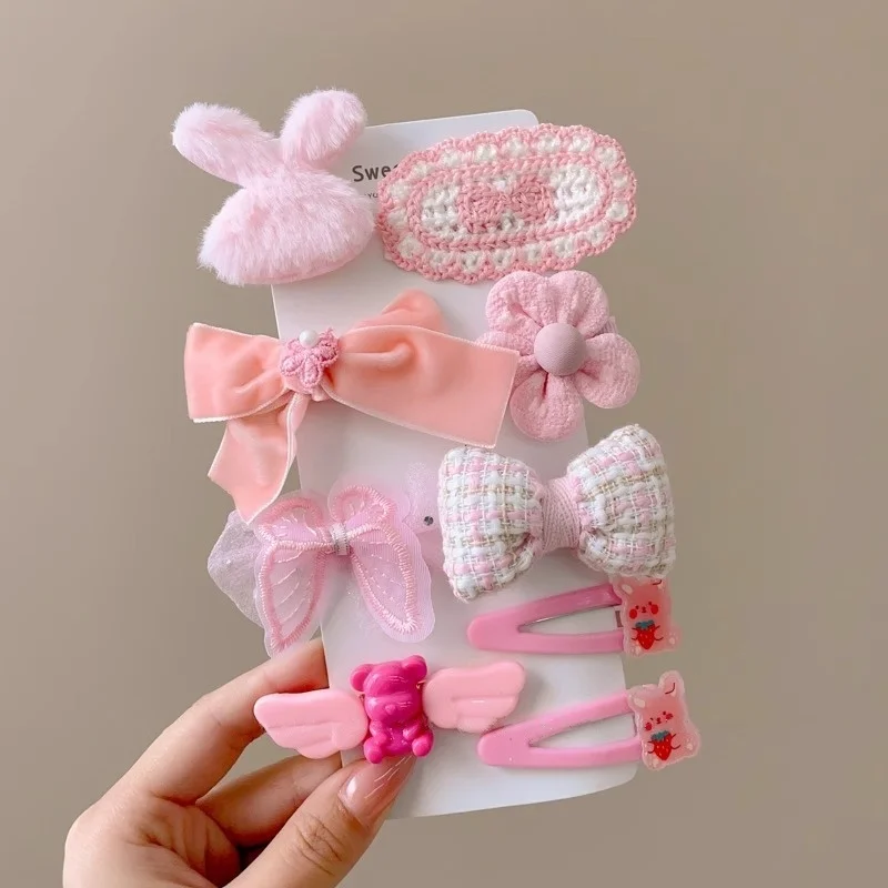 9-częściowa spinka do włosów Fascinator Klips krawędziowy Damska spinka do grzywki na czole Jesień/Zima pluszowa urocza spinka do włosów Fascinator