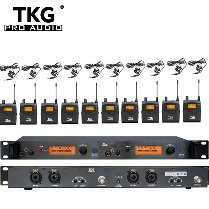 TKG Mono Top Quality Stage Monitor Professional 2 Channel 10 Bodypack in Ear Monitor Wireless System SR2050 Type Whole Metal