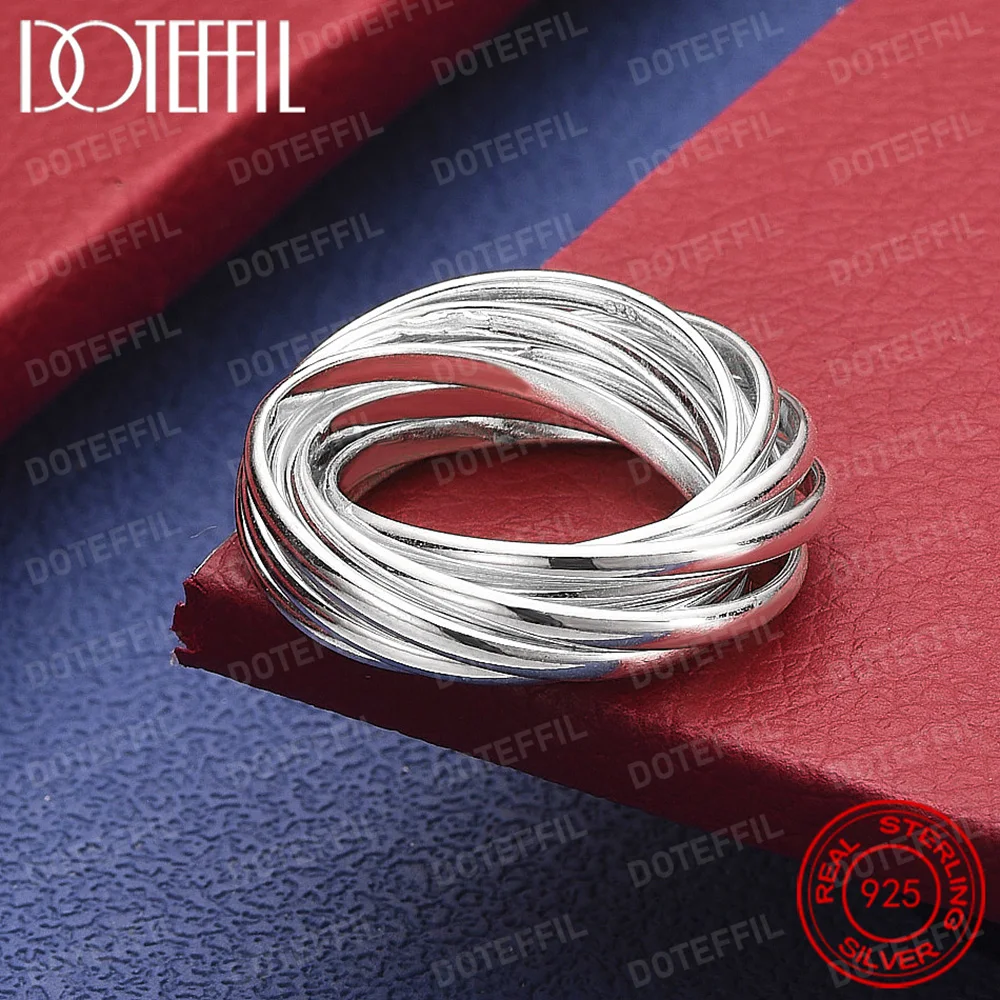 

Кольцо из стерлингового серебра 925 пробы с десятью кругами для модного народного пола, свадебный подарок на помолвку, очаровательные ювелирные изделия