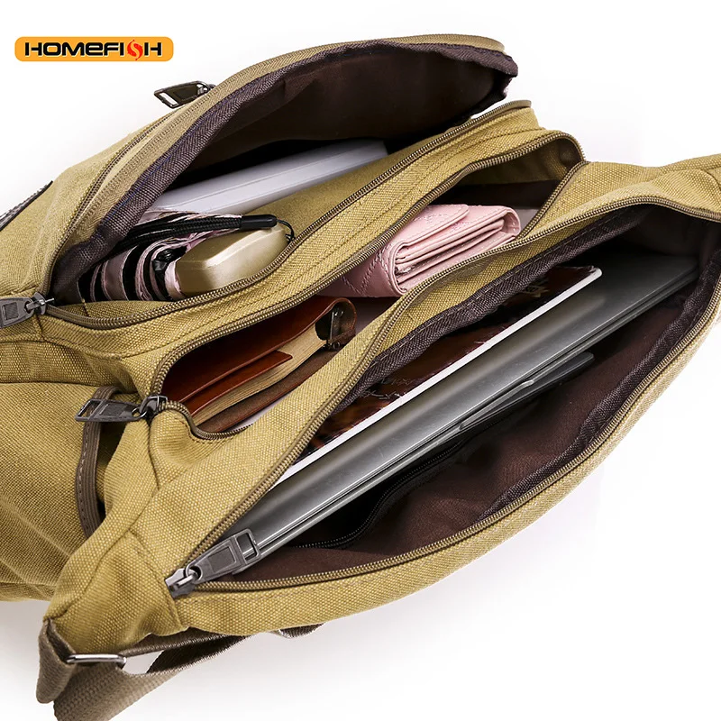 HOMEFISH Men Canvas Shoulder Bags Casual Tote Travel Men's Crossbody Bag Luxury Messenger Bags Fashion High Quality Handbag