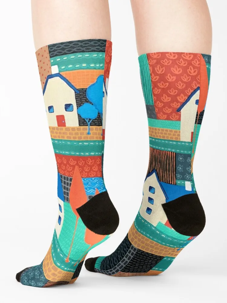 Tiny Town On The Patchwork Hill no. 2 Socks Stockings floral floor FASHION Socks Female Men's