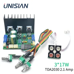 UNISIAN 2.1 TDA2030 Amplifier Three Channels TDA2030A Audio Amplifier Board With Bass Treble Sound Control 20cm Extension cable