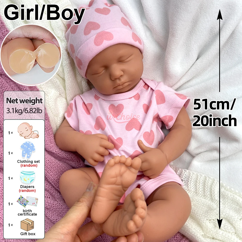 Formación de enfermería 50cm Loulou boca abierta de silicona renacido bebé niña / niño suave impermeable muñeca recién nacido regalo de Navidad