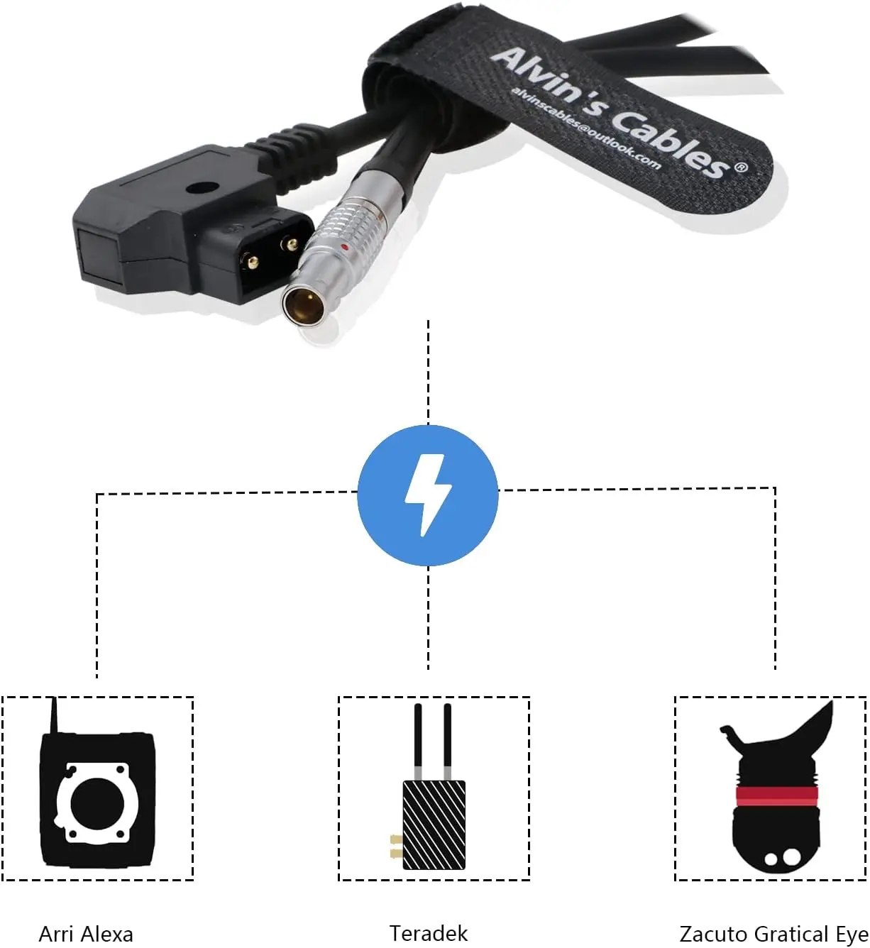 Alvin's D Tap to 0B 2 Pin Power Cable 45cm for Teradek Z CAM