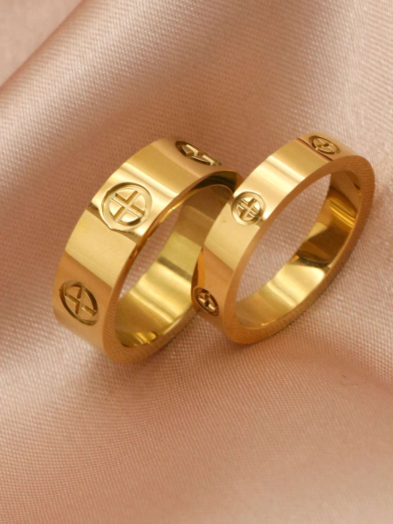 1 Piece Fashion Classic Cross Stainless Steel Rings For Women Men Gold Color Luxury Jewelry Wedding Gift