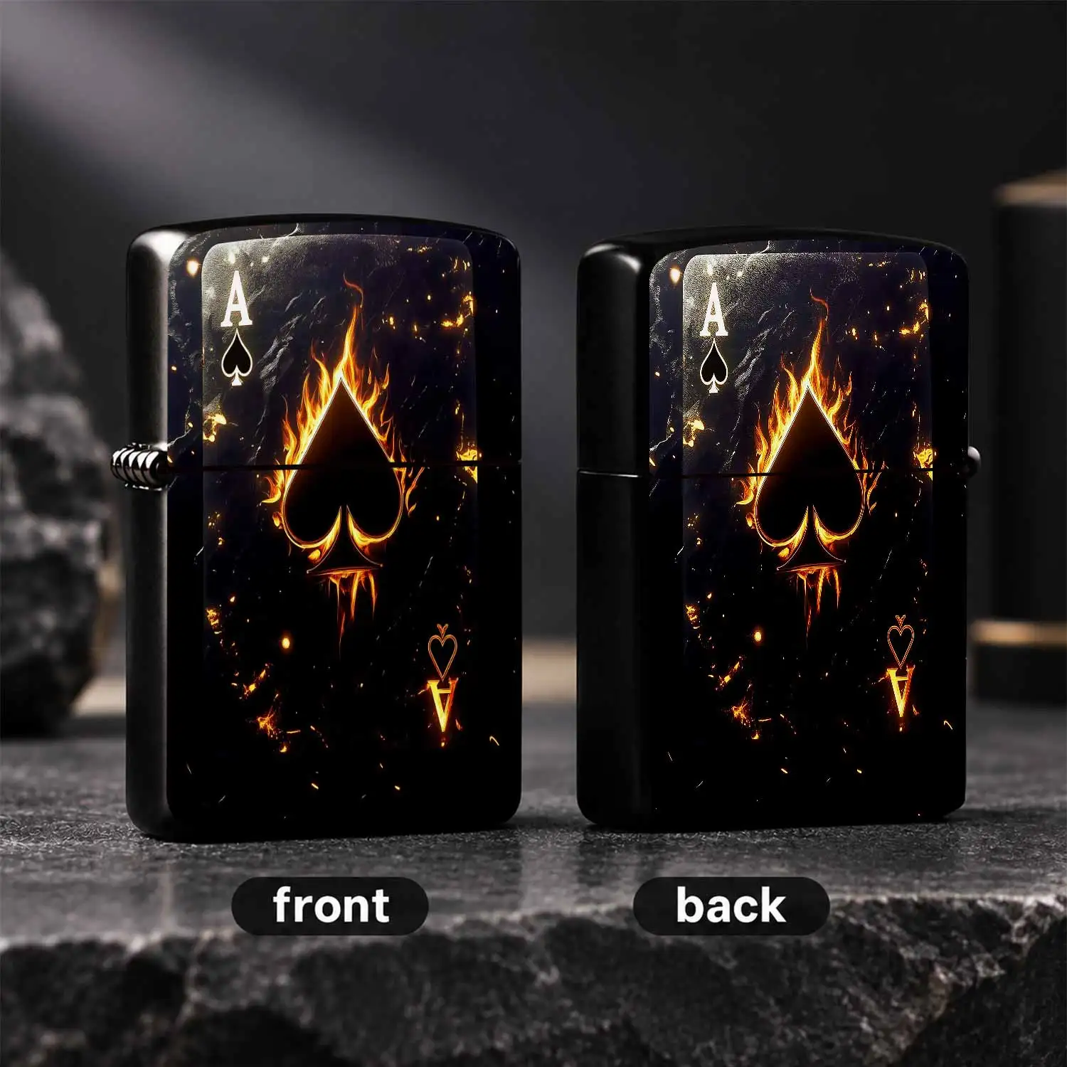 Trendy Ace Of Spades Themed Portable Lighter, Exquisite Stylish Cool Flame Pattern Design, Compact Lightweight Easy To Carry, Perfect For Daily Use Outdoor Gathering Party Dating, Ideal Unique Thoughtful Gift For Friend A Humorous And Inter