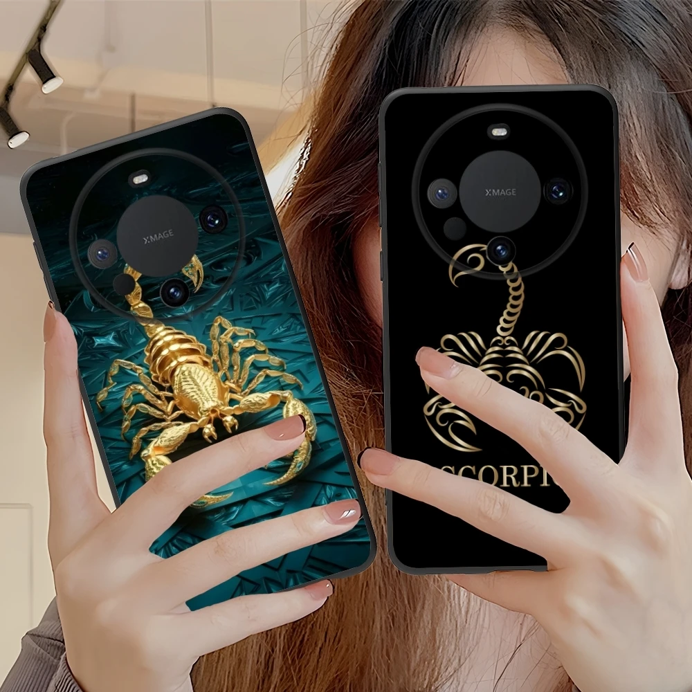 Colored Golden Scorpio Mobile Cell Phone Case for Huawei Mate 60 50 40 30 20 10 Pro Plus Lite E 5G Black Soft Phone Cover Shell