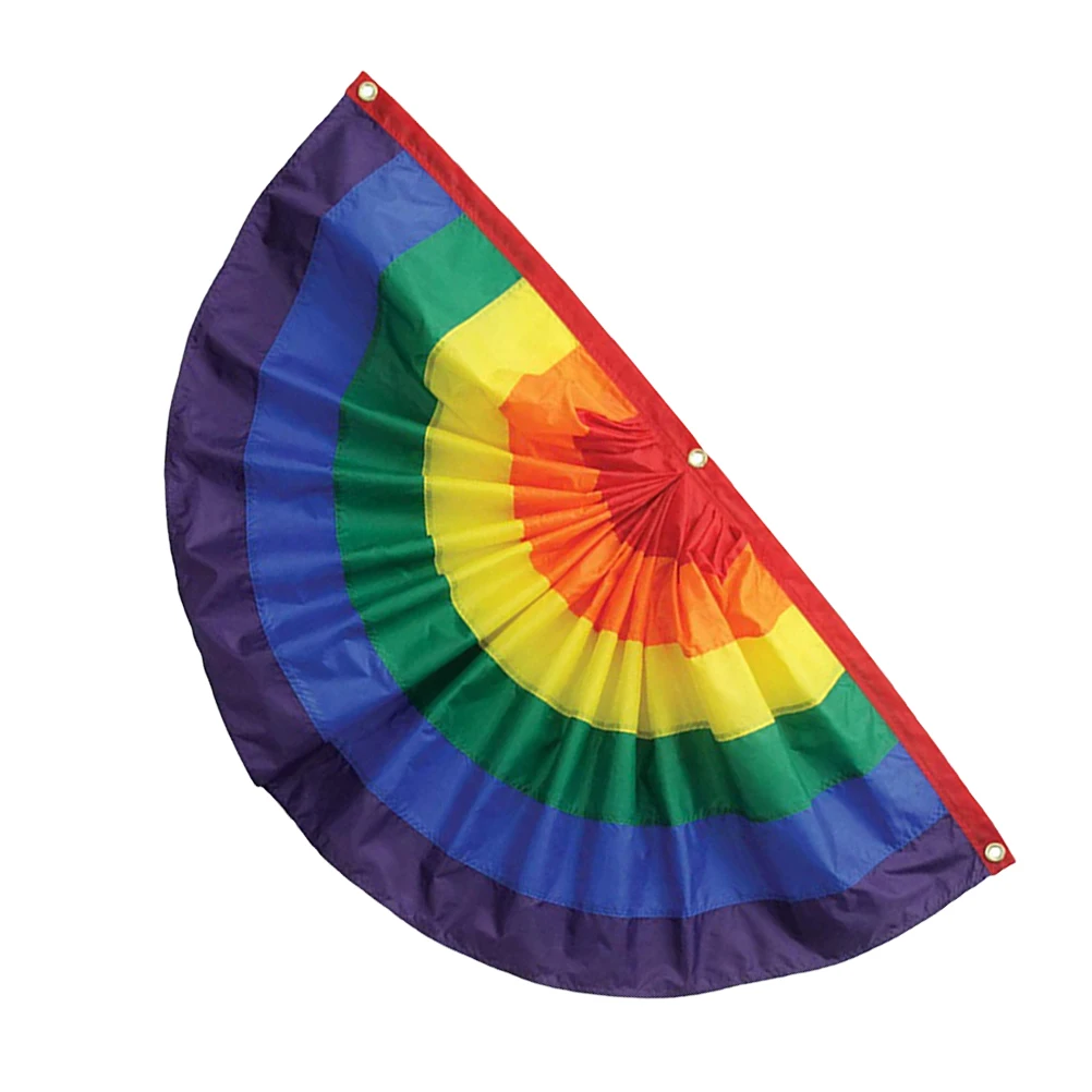 1pc Love Equal Rainbow Flag Party Favor Polyester Colorful Flag Yard  Flag Fan-Shaped Flag Banner Party Decoration 90x45cm