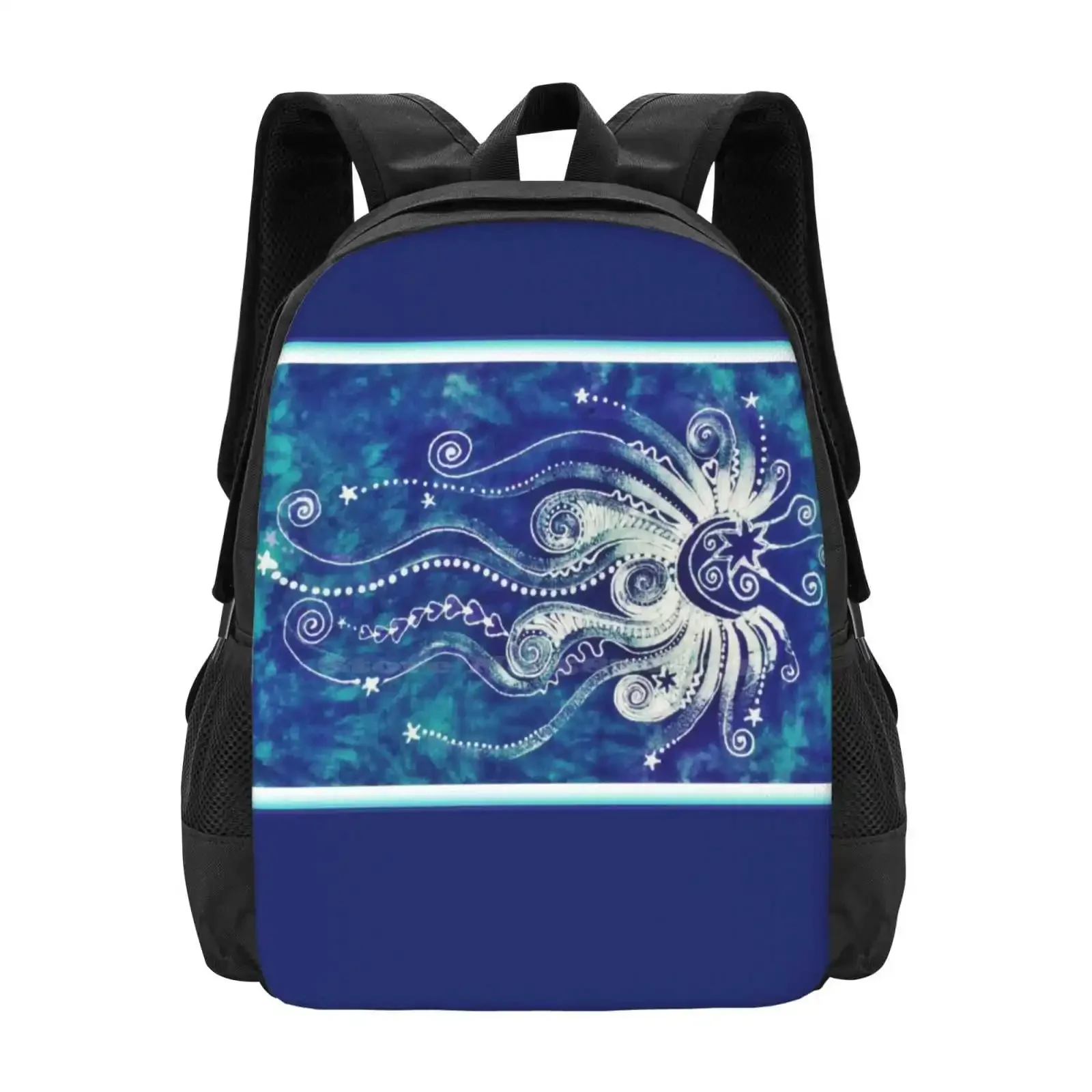 

Teal And Purple Moonbeams Bag Backpack For Men Women Girls Teenage Moon And Star Batikwalla Moonbeams Stars Celestial Magical