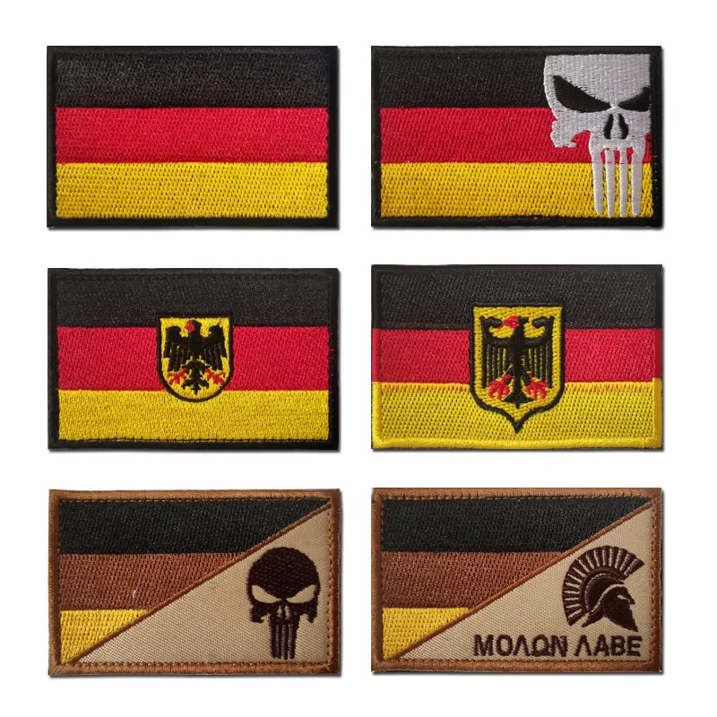 German Flag Embroidery Patches Skull Spartan Armband Accessories Tactical Military Patch Army Backpack Cloth Decoration