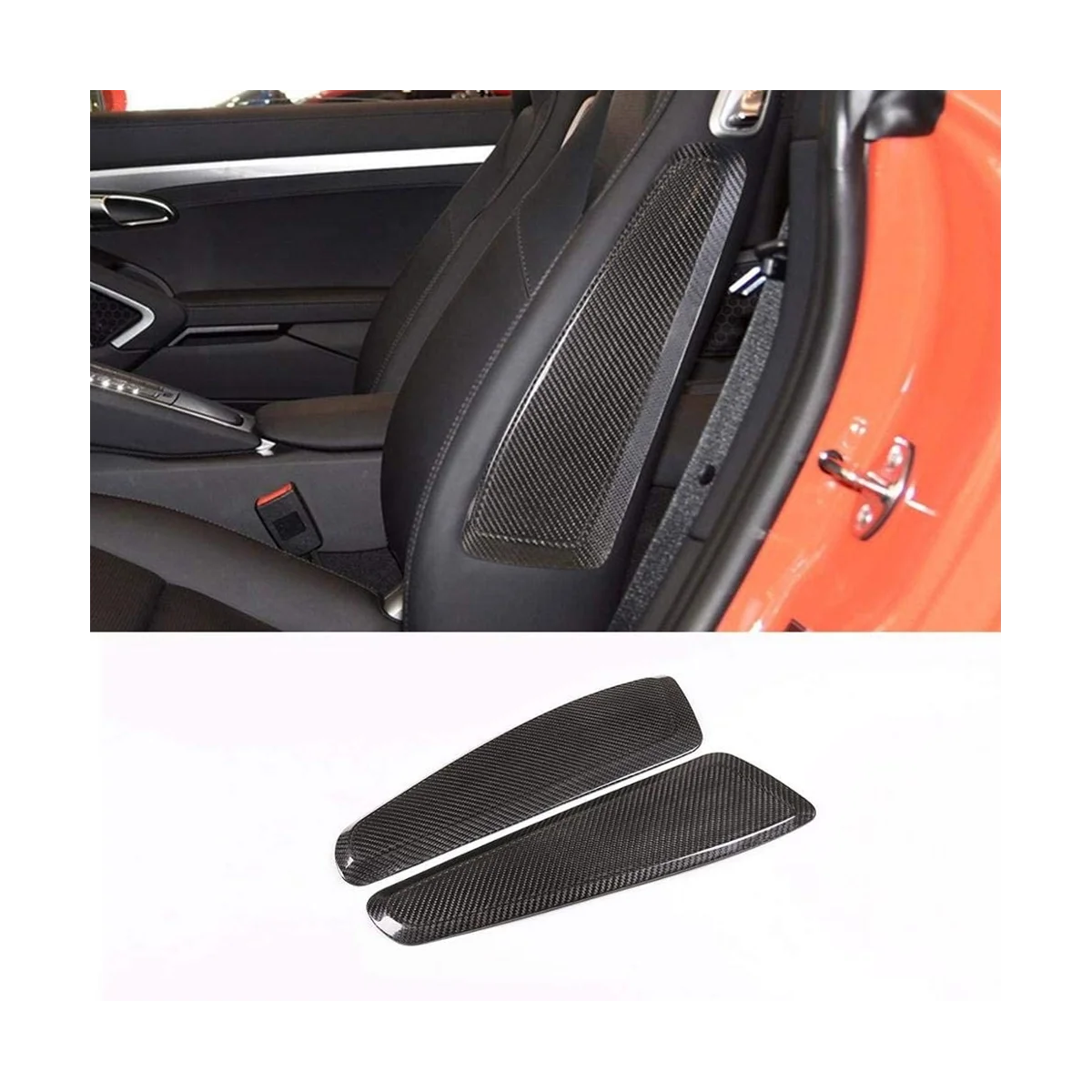 For Porsche 911 718 2015-2020 Dry Carbon Fiber Seat Side Panel Cover Trim Sticker Decoration Car Accessories