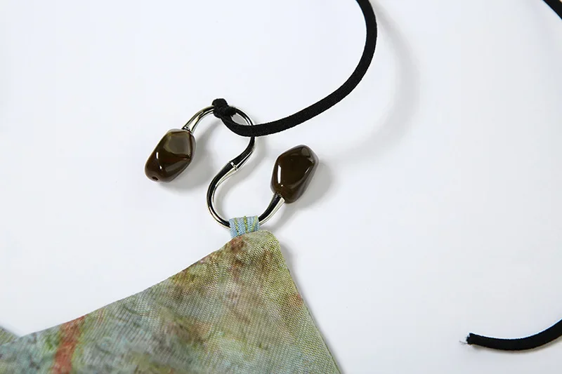 Tie tinte dibujo mujeres Sexy vacaciones Maxi vestido recortado con cordones Halter espalda descubierta Split Club fiesta vestido largo trajes de playa Vestidos