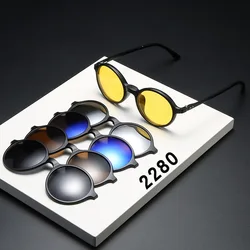 2280A 2 In 1 Polarized Night Vision Optical Magnetic Clip on Sunglasses Frames Clip on Sun Glasses Frame Prescription Eyeglasses