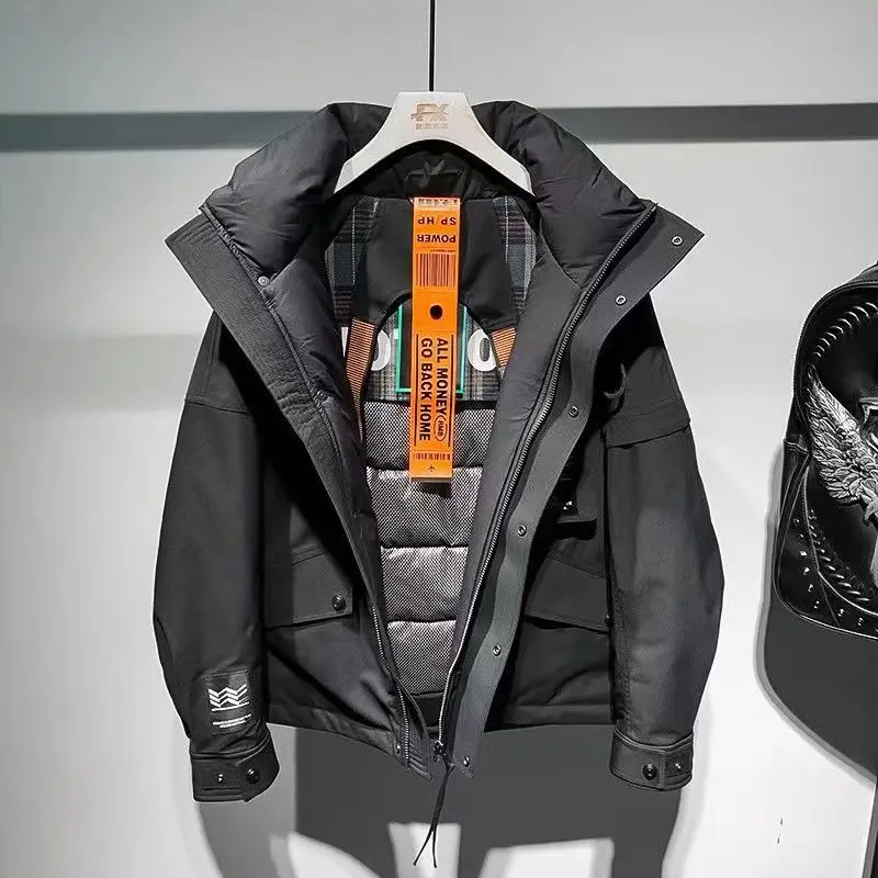 

Men's Outdoor Workwear Sle down Jaet Thiened Fce Lined Loose Outerwear Winter 2024 New Warm Coat Zipper Closure