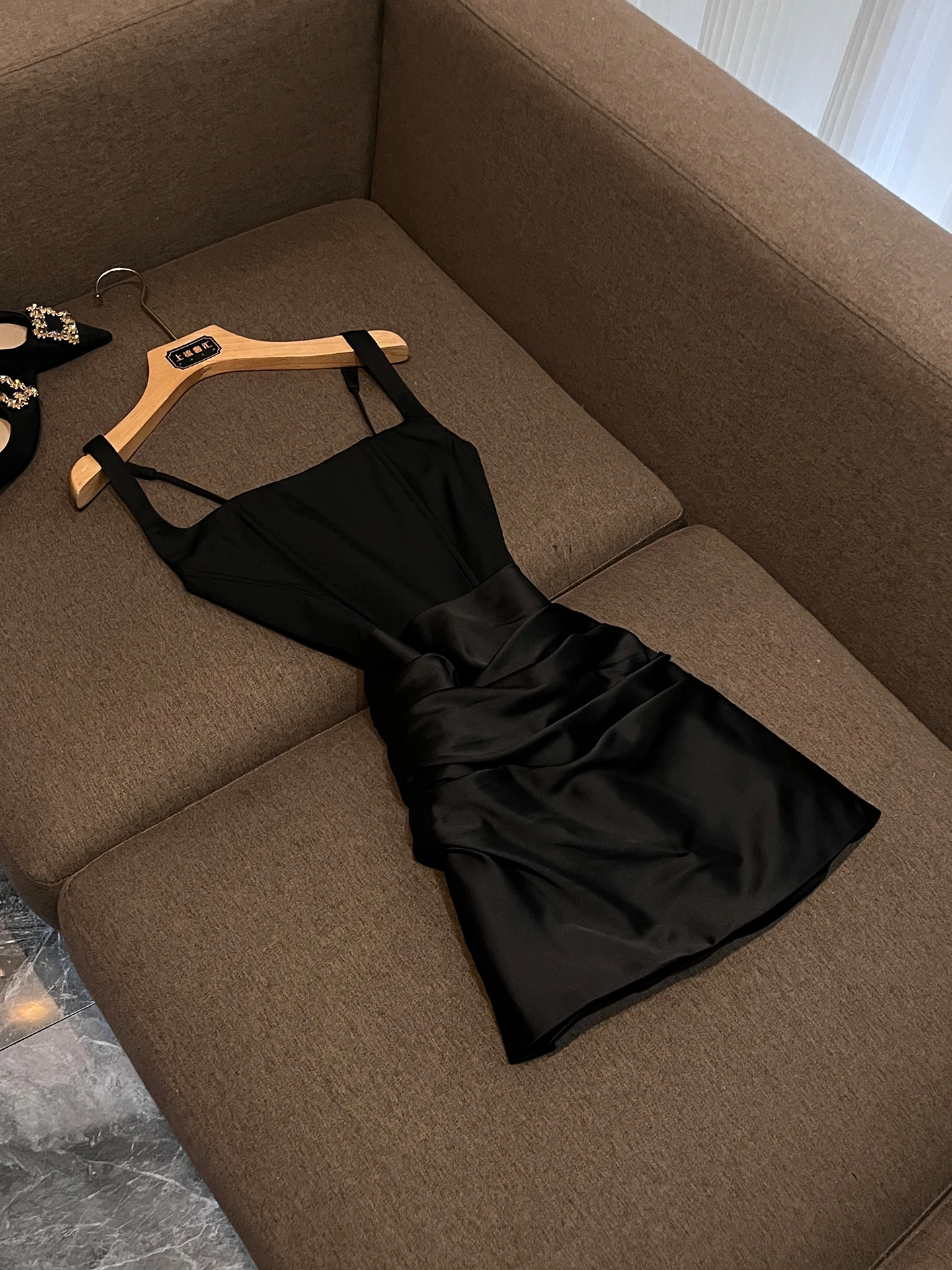 

Black Strapless Slim Fit Women's Dress Belted Waist Bodycon Skirt Elegant Style No Brand Polyester Fiber No Stretch Summer 2026