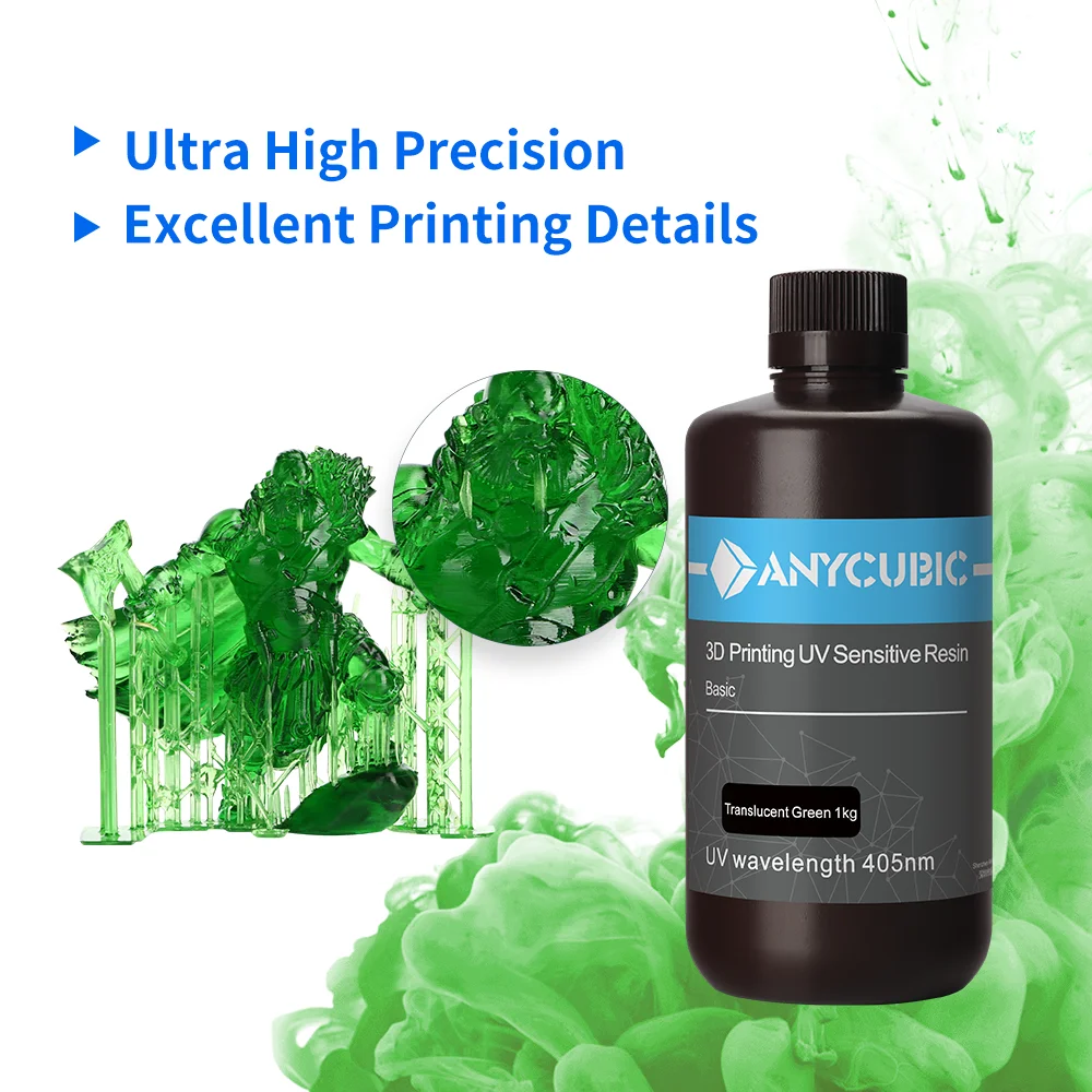 ANYCUBIC-UV Resina para Impressora 3D, Resina Líquida, Resina Sensível, Photon Mono 2 Básico, Materiais de Impressão 3D, 500g, 405nm, 1kg