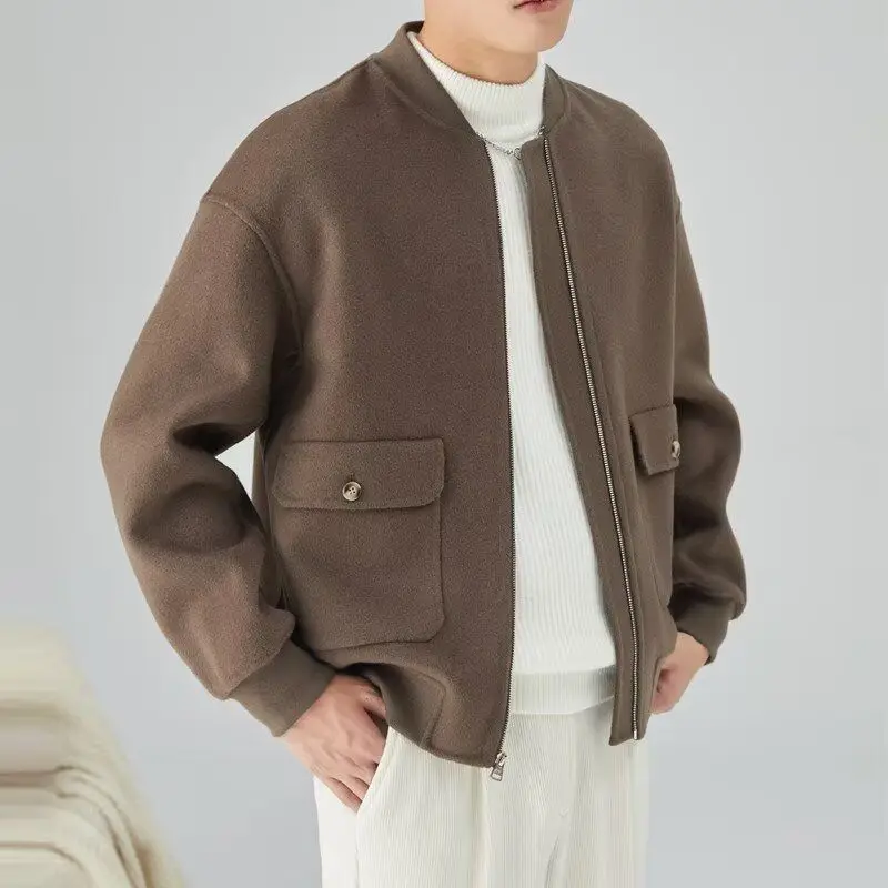 Casual Spring Autumn Men's Jacket Loose Fit Hong Kong Style Harajuku Korean Version Streetwear Outerwear Polyester Fabric