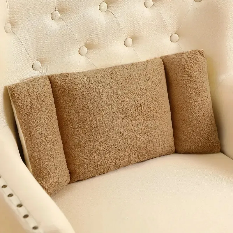 3-Segment Fleece Lumbar Pillow Ergonomic Back Support Cushion for Home Car Office Comfortable Multifunctional Waist Pillow