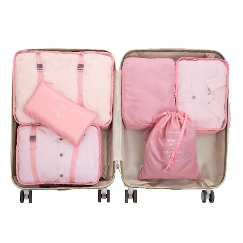 8/7Pcs/Set Baggage Packing Cube Travel Bags Large Partition Pouch Packing Cube Storage Bags Waterproof Clothes Finishing Kit